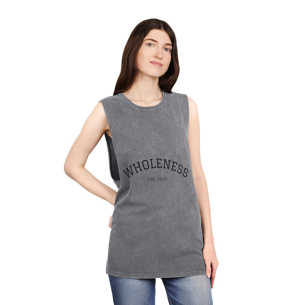 Wholeness Stonewash Tank Top — Vintage Minimalist Wellness Muscle Tee