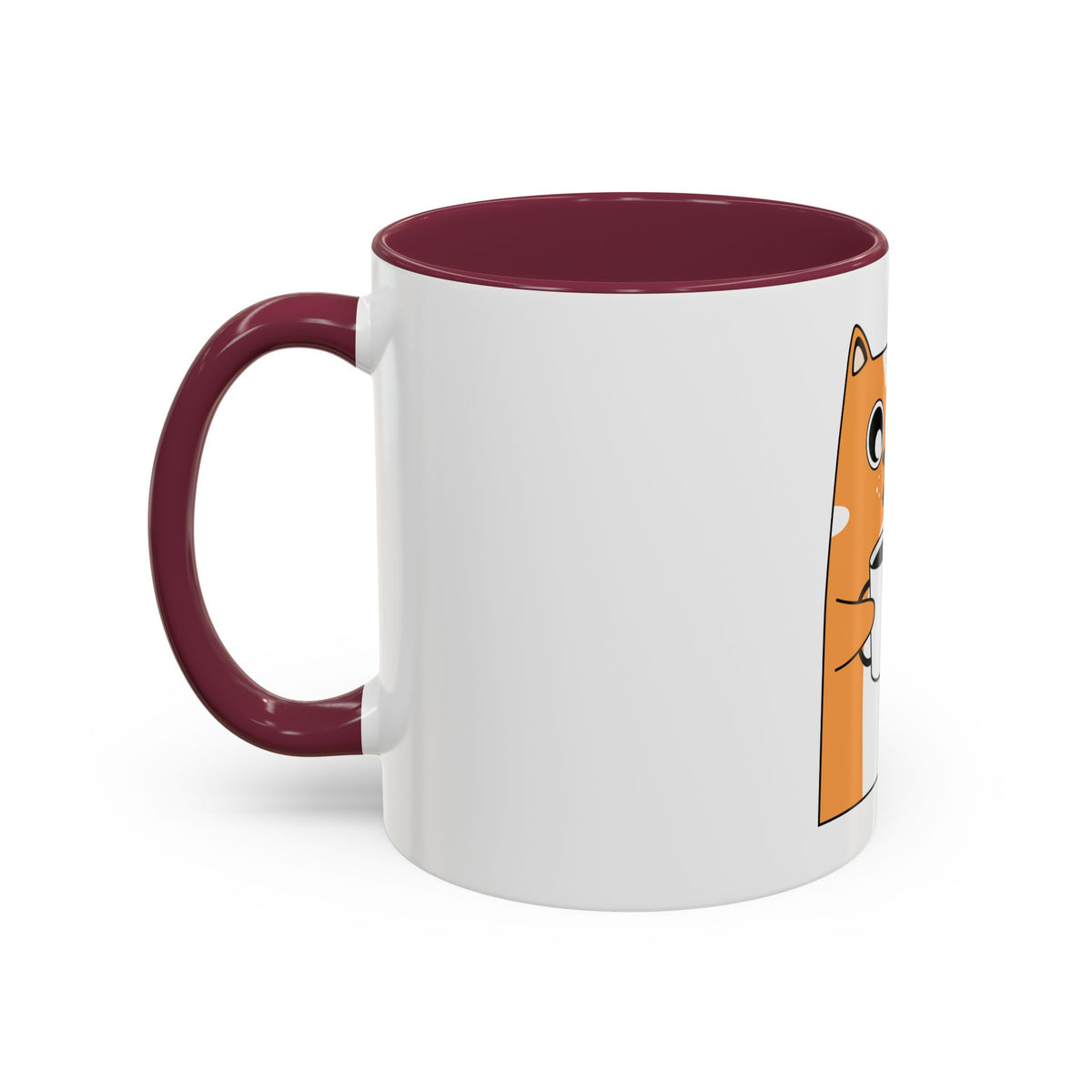 Orange Cat Coffee Mug (11oz/15oz) — Cute Cartoon Cat Holding Coffee, Funny Cat Lover Gift