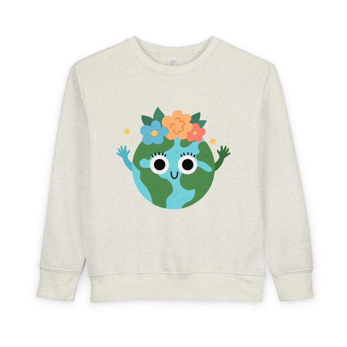 Kids Earth Day Sweatshirt — Cute Flower Crown Globe Toddler Top