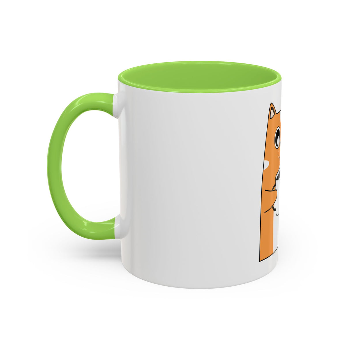 Orange Cat Coffee Mug (11oz/15oz) — Cute Cartoon Cat Holding Coffee, Funny Cat Lover Gift