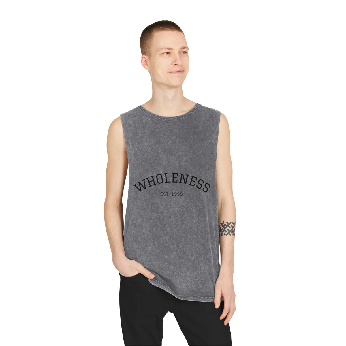 Wholeness Stonewash Tank Top — Vintage Minimalist Wellness Muscle Tee