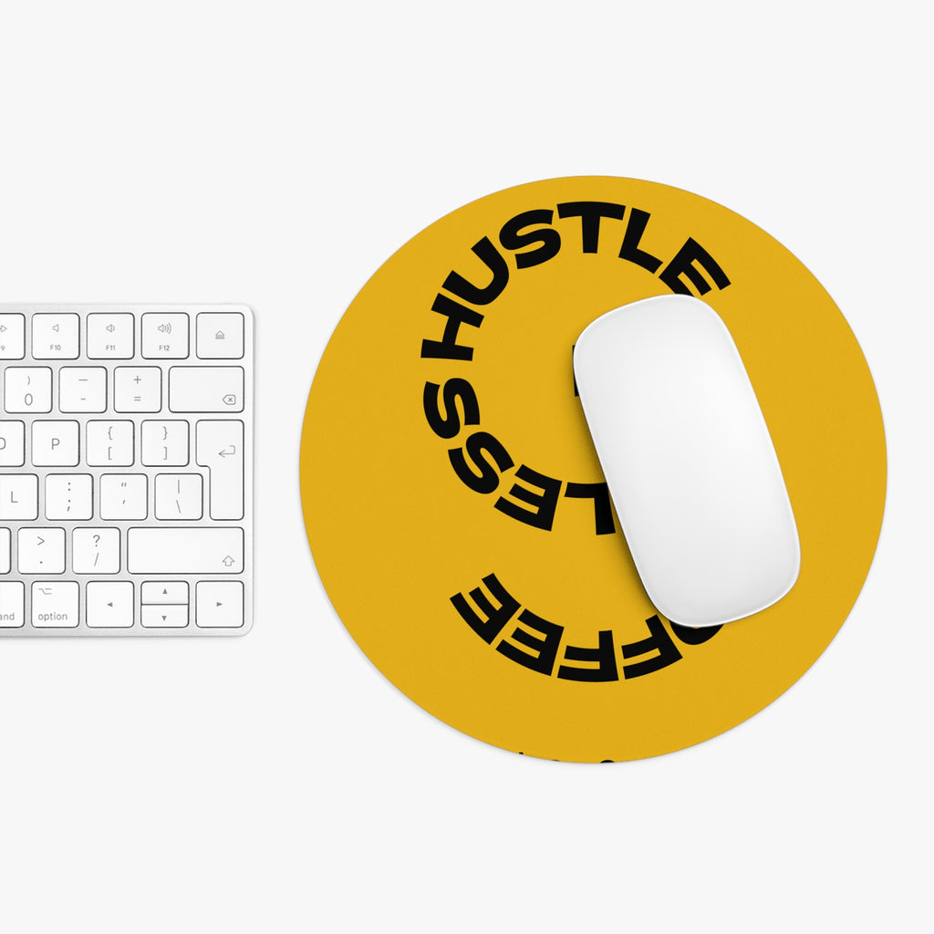 Mouse Pad — "More Coffee Less Hustle" Motivational Round Desk Mat
