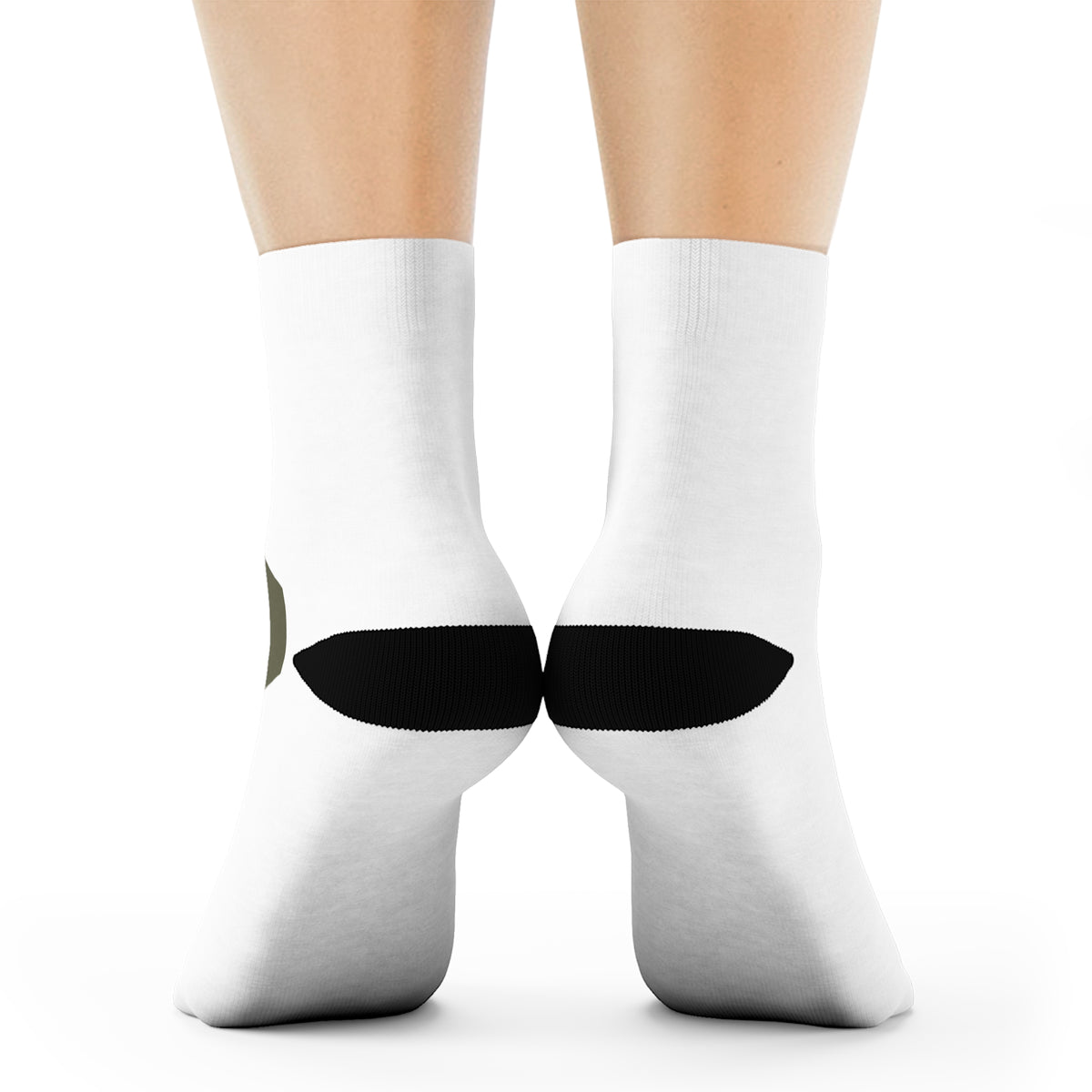 Olive Heart Crew Socks – Minimalist White Athletic Socks with Olive Heart Accent