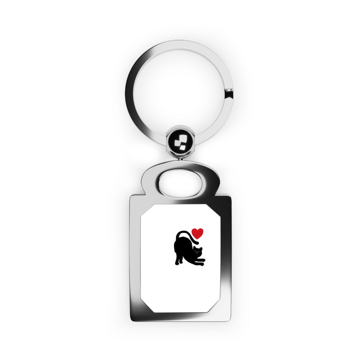 Rectangle Photo Keyring — Personalized Pet Silhouette Keychain with Heart