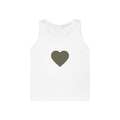 Minimal Olive Heart Tank Top - Simple Graphic Love Sleeveless Tee