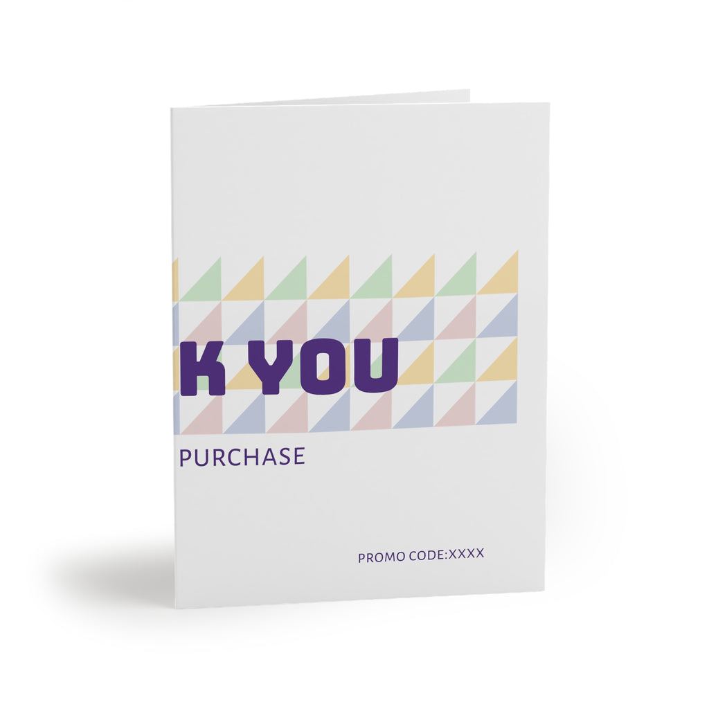 Thank You Purchase Greeting Cards — Pack of 8/16/24, Geometric Pastel Triangles