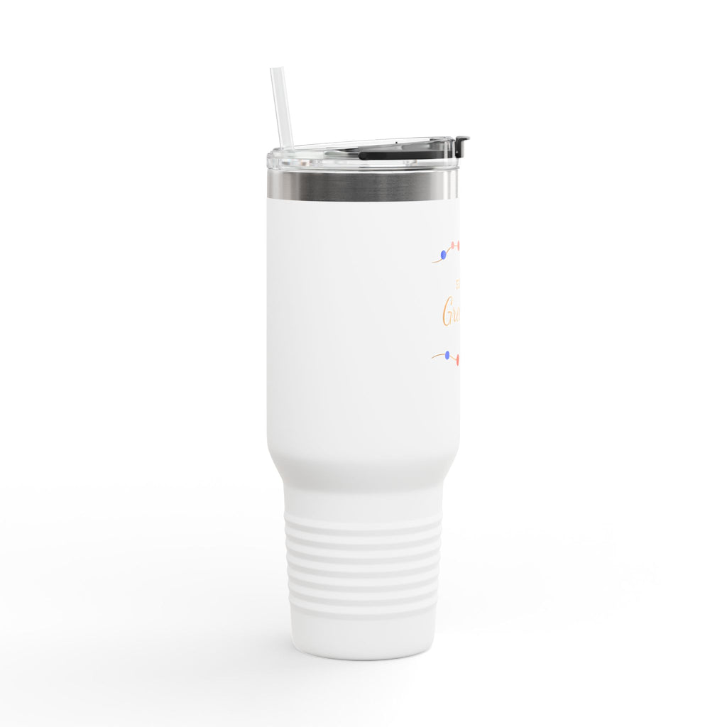 40oz Insulated Travel Mug — 'Seasons Greetings' Holiday Tumbler with Handle & Straw