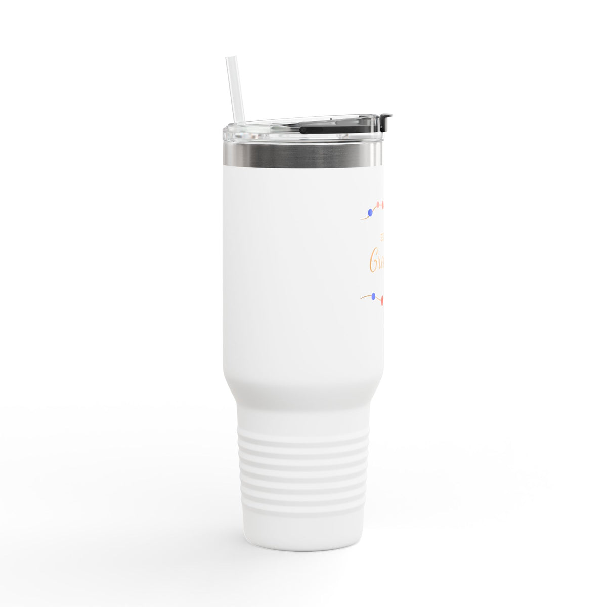 40oz Insulated Travel Mug — 'Seasons Greetings' Holiday Tumbler with Handle & Straw