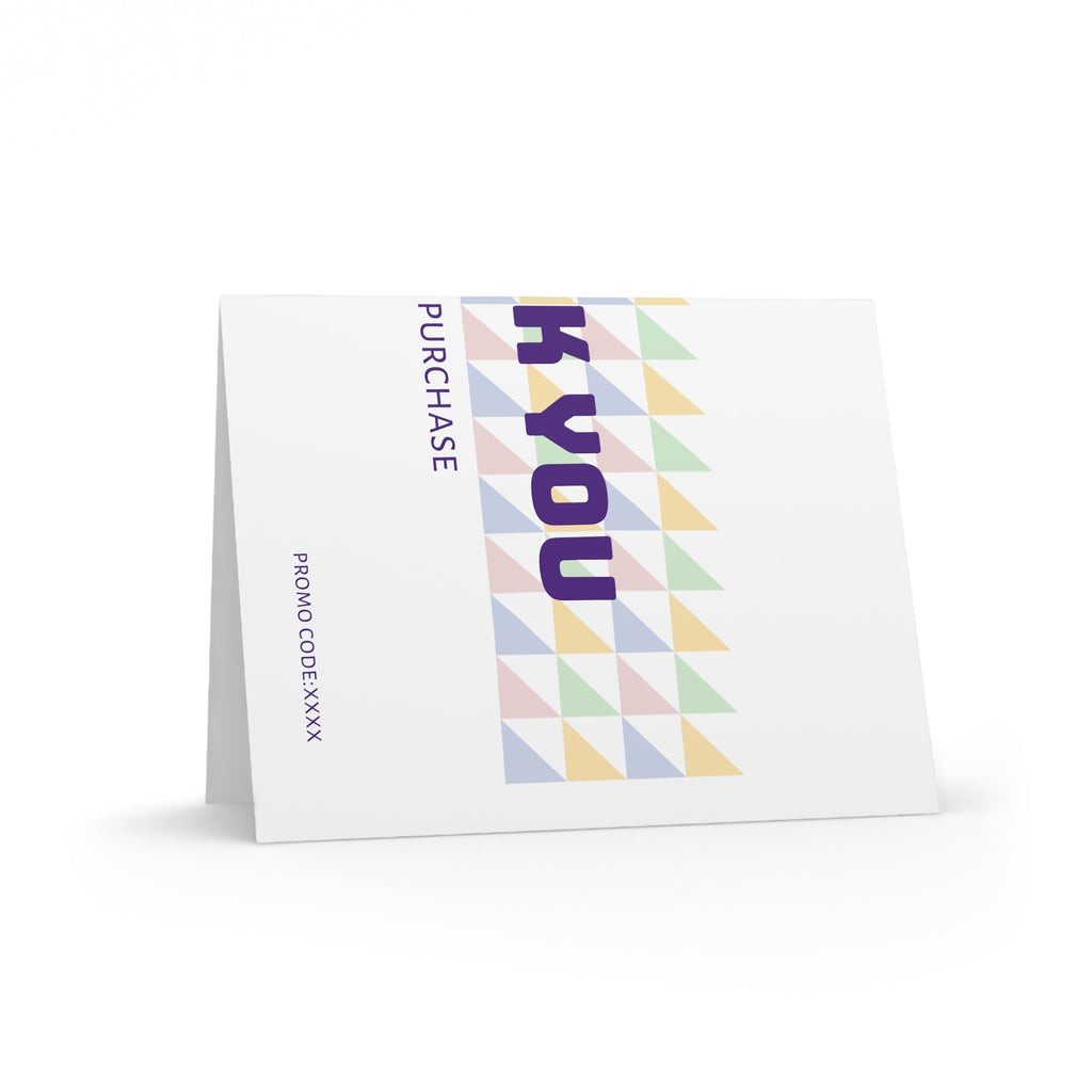 Thank You Purchase Greeting Cards — Pack of 8/16/24, Geometric Pastel Triangles