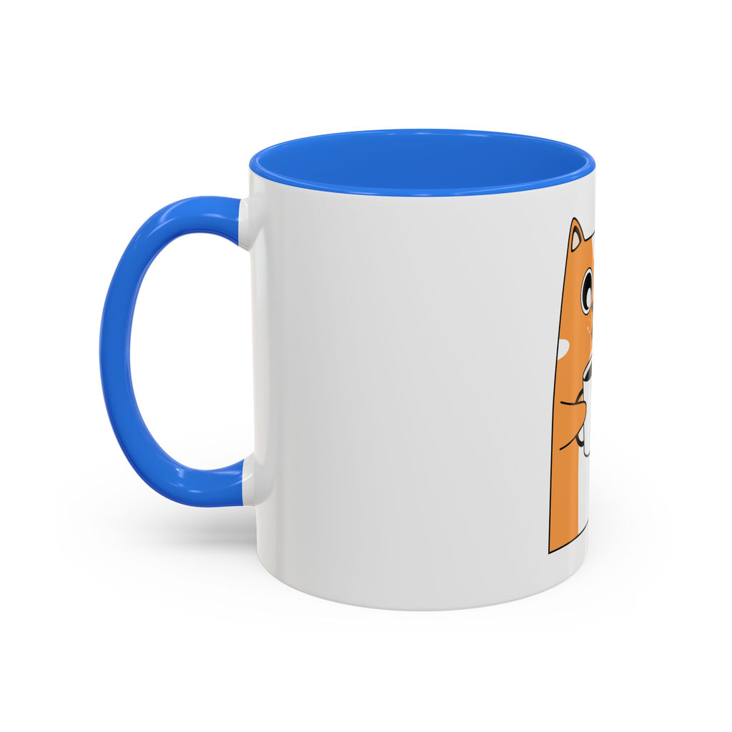 Orange Cat Coffee Mug (11oz/15oz) — Cute Cartoon Cat Holding Coffee, Funny Cat Lover Gift