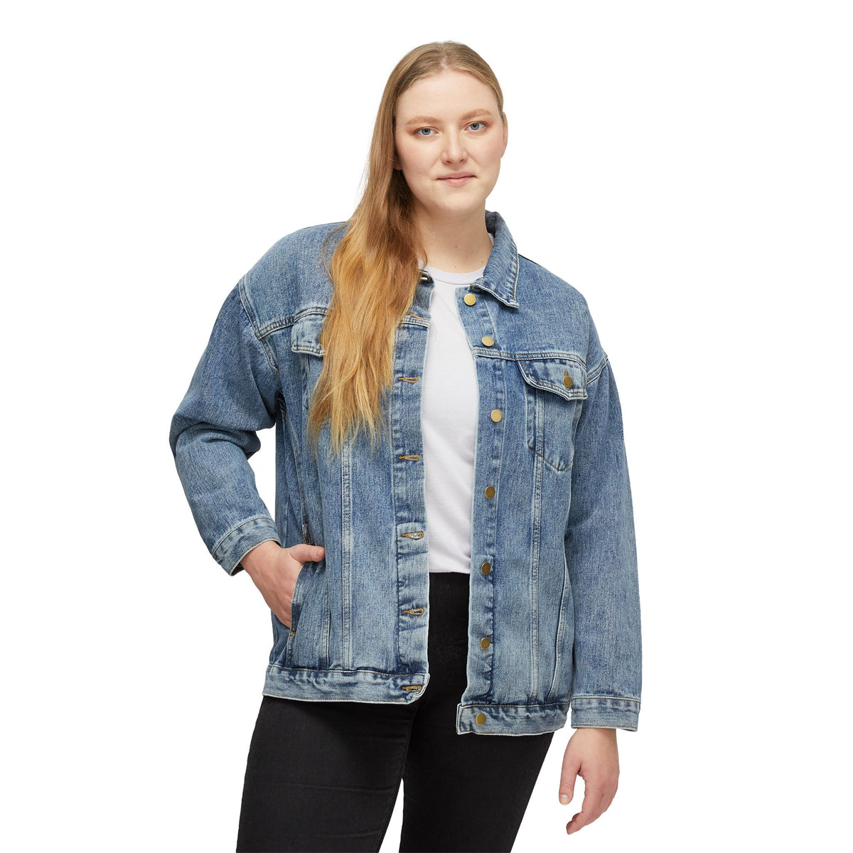 Denim Jacket — Patriotic LOVE Back Graphic Women's Jean Jacket