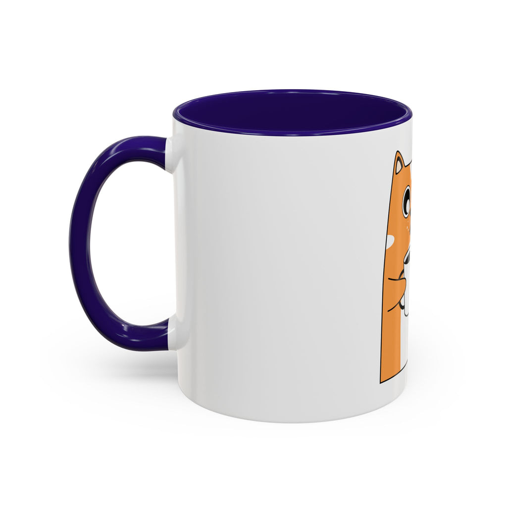 Orange Cat Coffee Mug (11oz/15oz) — Cute Cartoon Cat Holding Coffee, Funny Cat Lover Gift