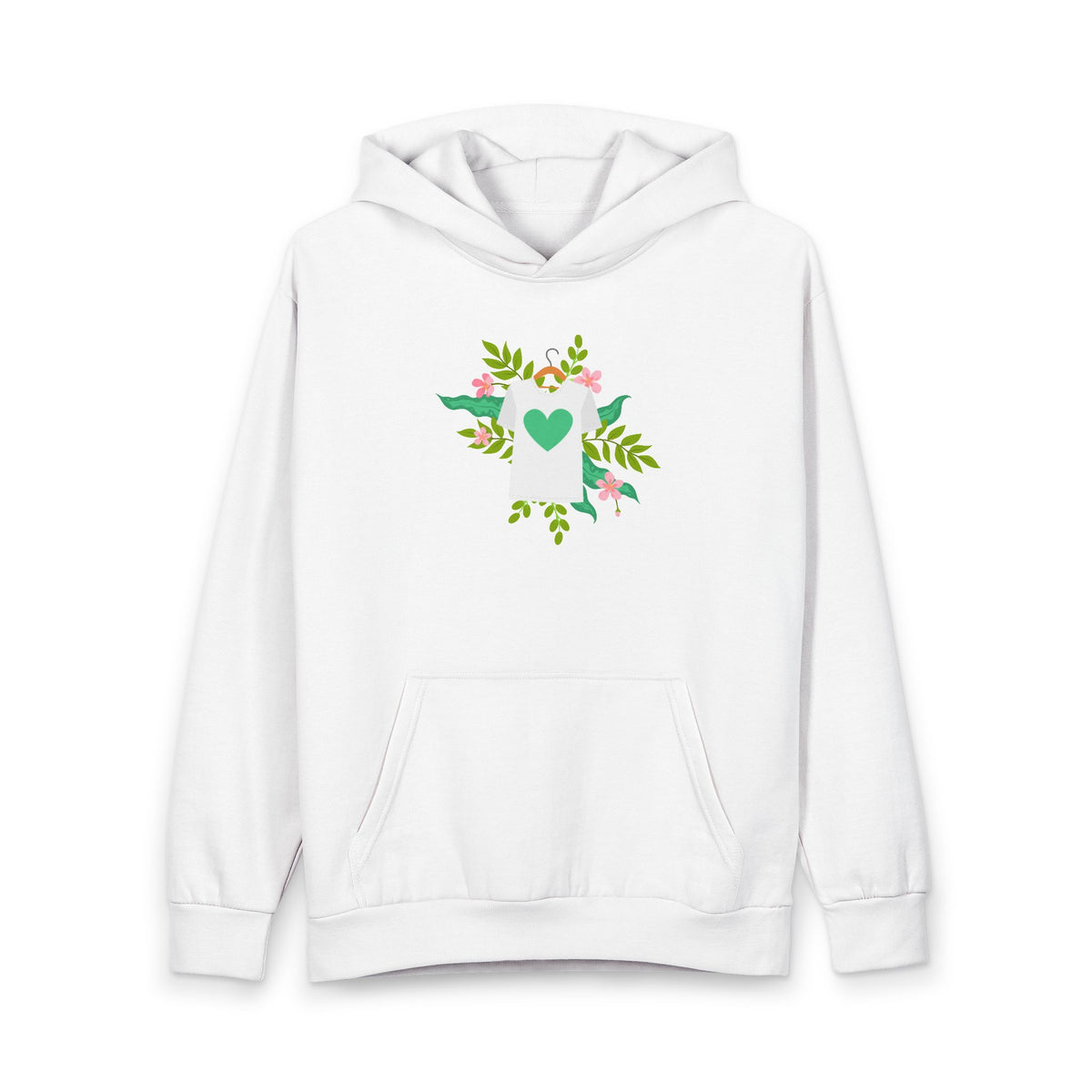 Floral Heart Tee Hoodie — Green Heart Floral Pullover