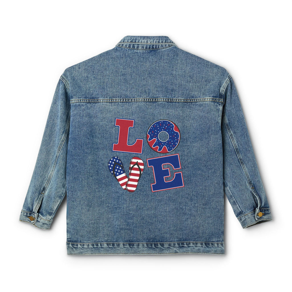 Denim Jacket — Patriotic LOVE Back Graphic Women's Jean Jacket