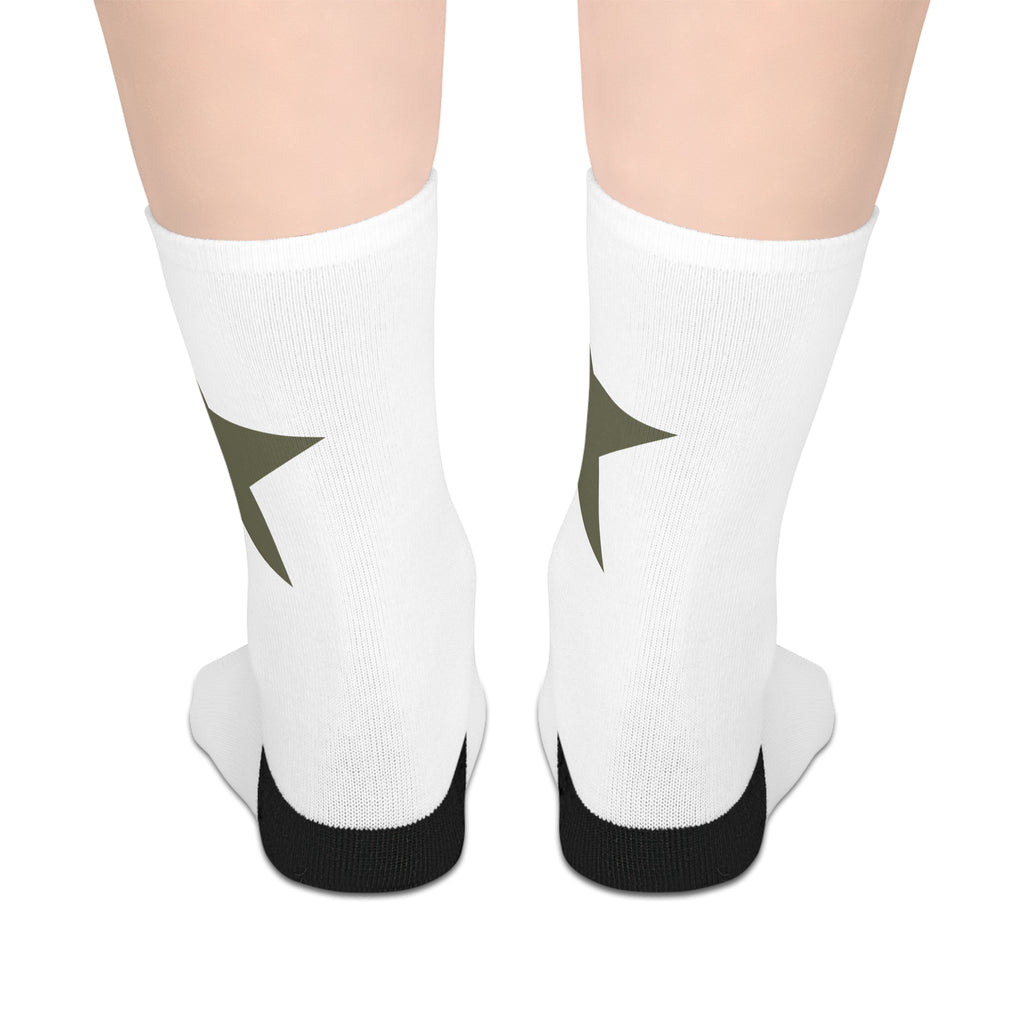 Olive Star Mid-Length Socks — Casual Everyday Crew Socks