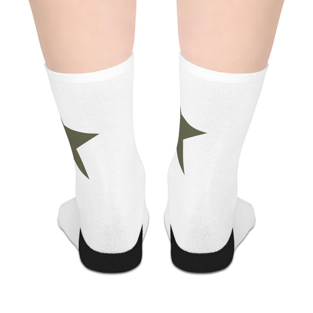 Olive Star Mid-Length Socks — Casual Everyday Crew Socks