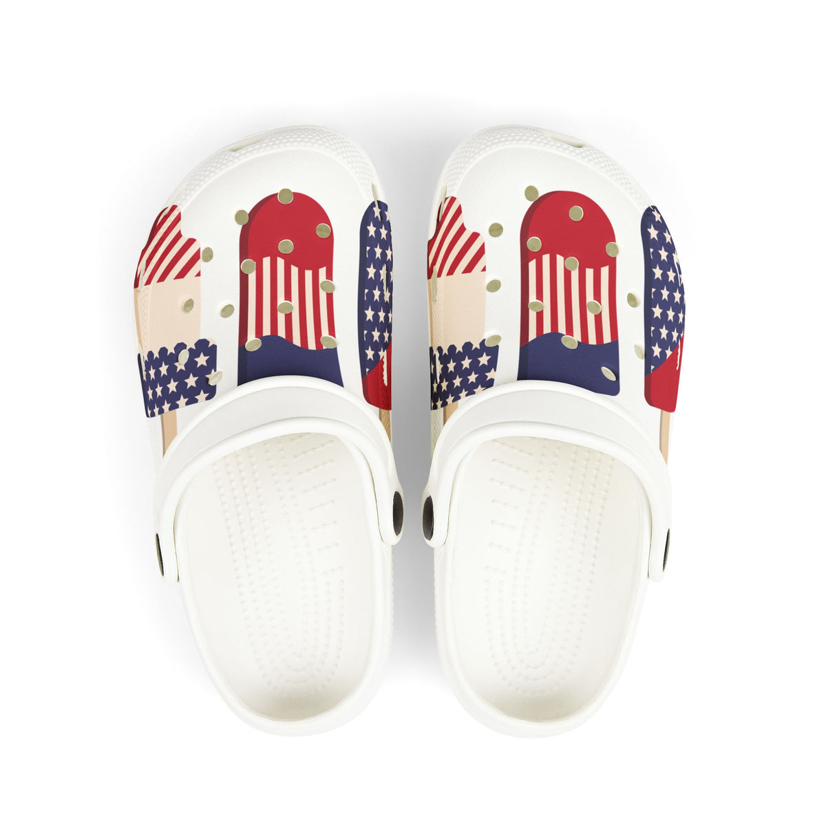 Kids Patriotic Foam Clogs — American Flag Popsicle Print