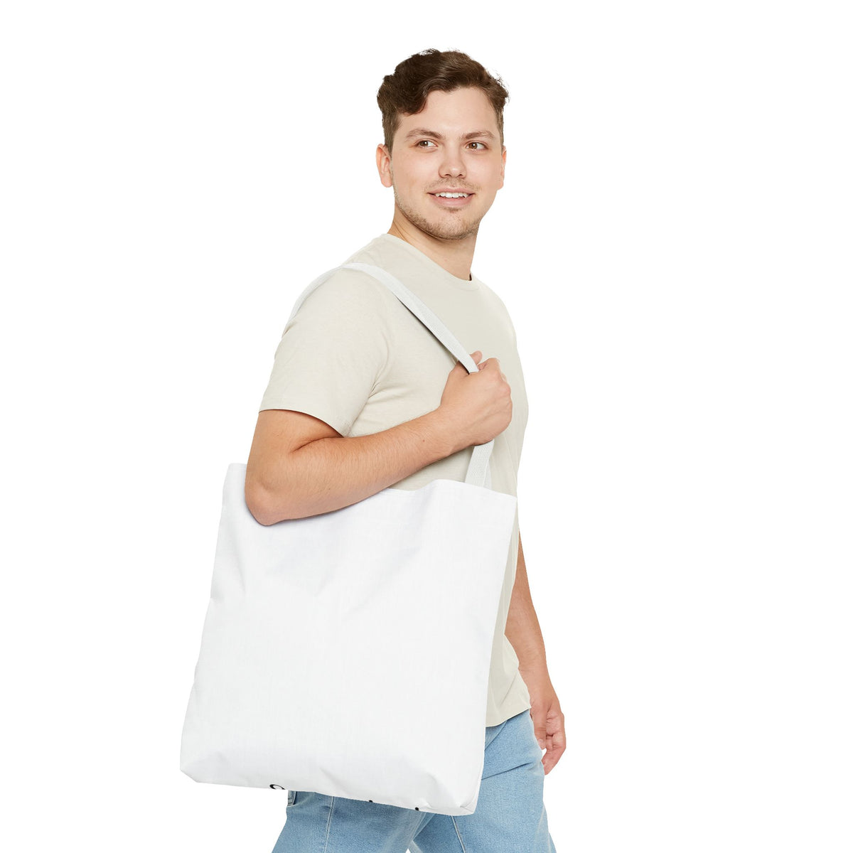 Customizable Text Tote Bag — Personalized All-Over Print Cotton Tote