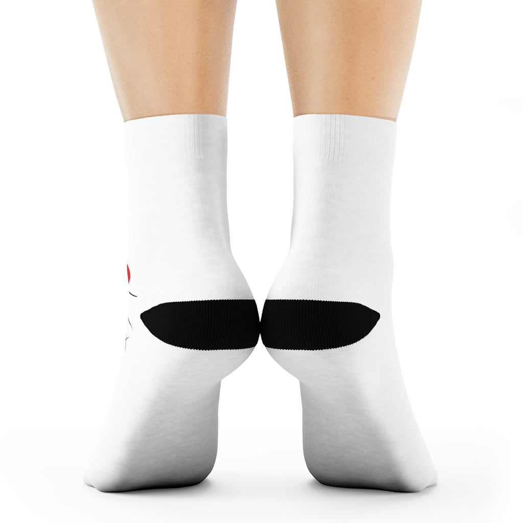 Tic Tac Toe Heart Crew Socks — Cute Valentine’s Day Socks with Red Heart Design