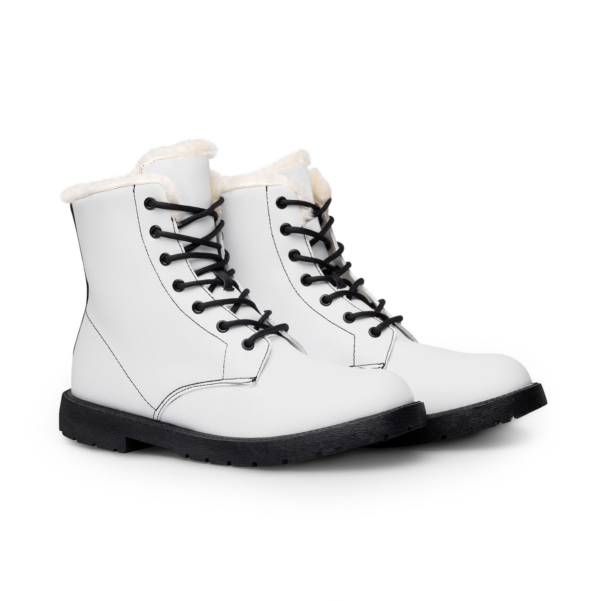 Fur-Lined Leather Boots — Women's Warm Winter Lace-Up Boots