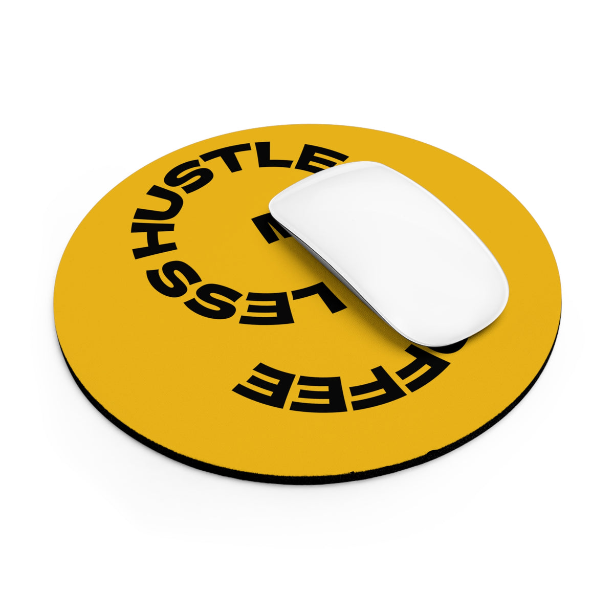 Mouse Pad — "More Coffee Less Hustle" Motivational Round Desk Mat
