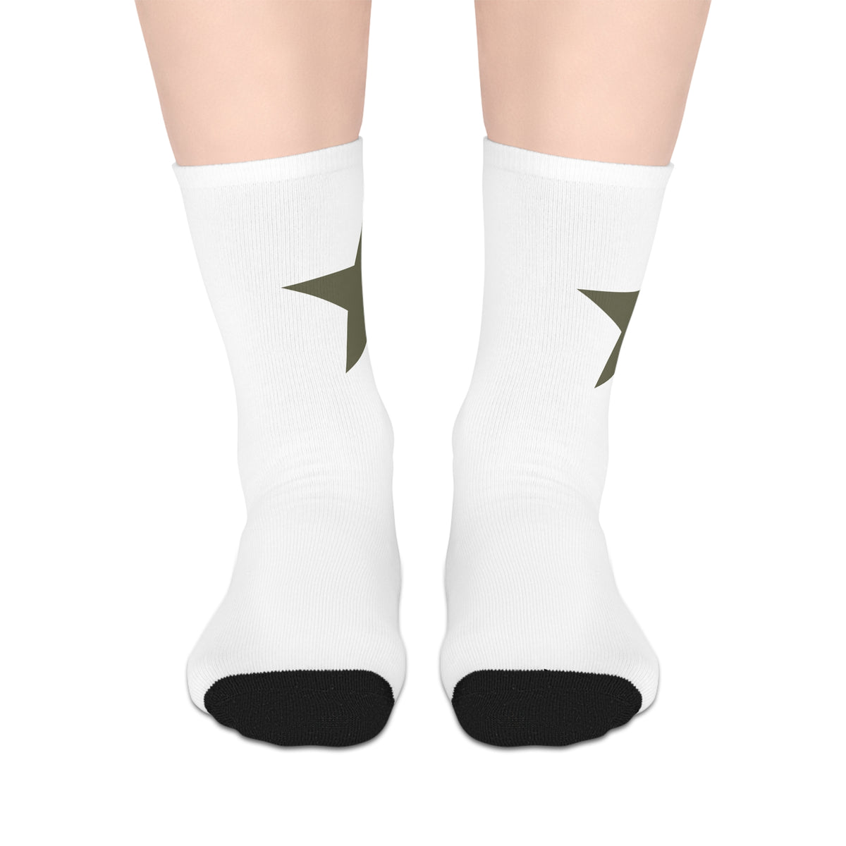Olive Star Mid-Length Socks — Casual Everyday Crew Socks