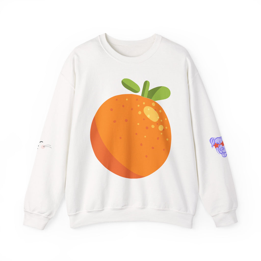 Orange Blossom Crewneck Sweatshirt — Playful Citrus & Floral Graphic