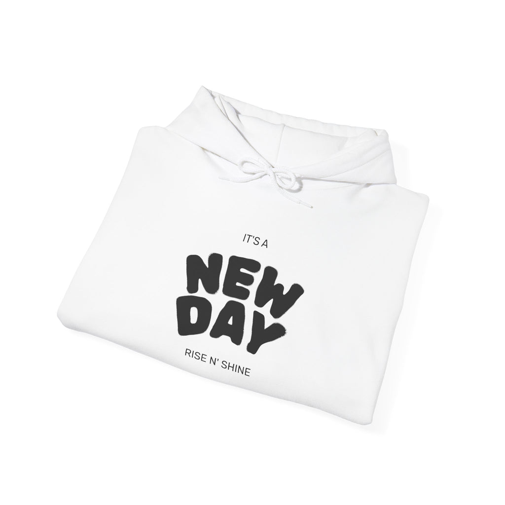 New Day Hoodie — "It’s a New Day" Inspirational White Hooded Sweatshirt (Kopi 2)