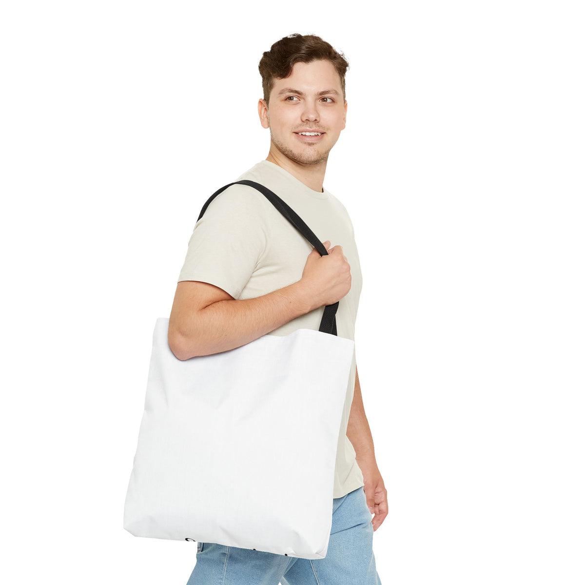 Customizable Text Tote Bag — Personalized All-Over Print Cotton Tote