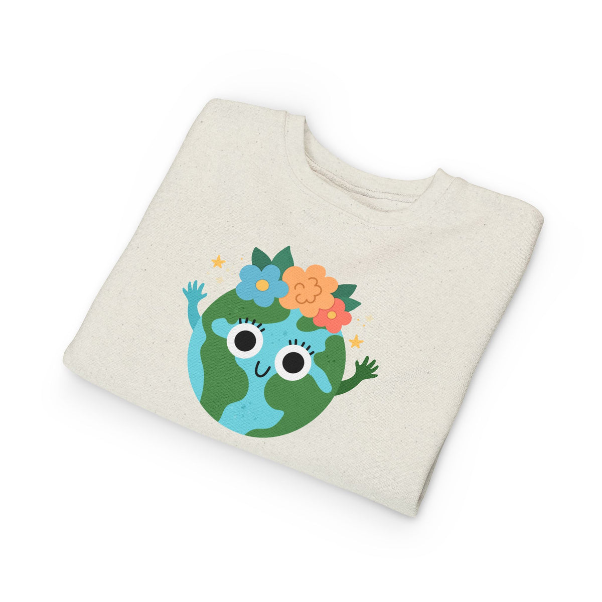 Kids Earth Day Sweatshirt — Cute Flower Crown Globe Toddler Top