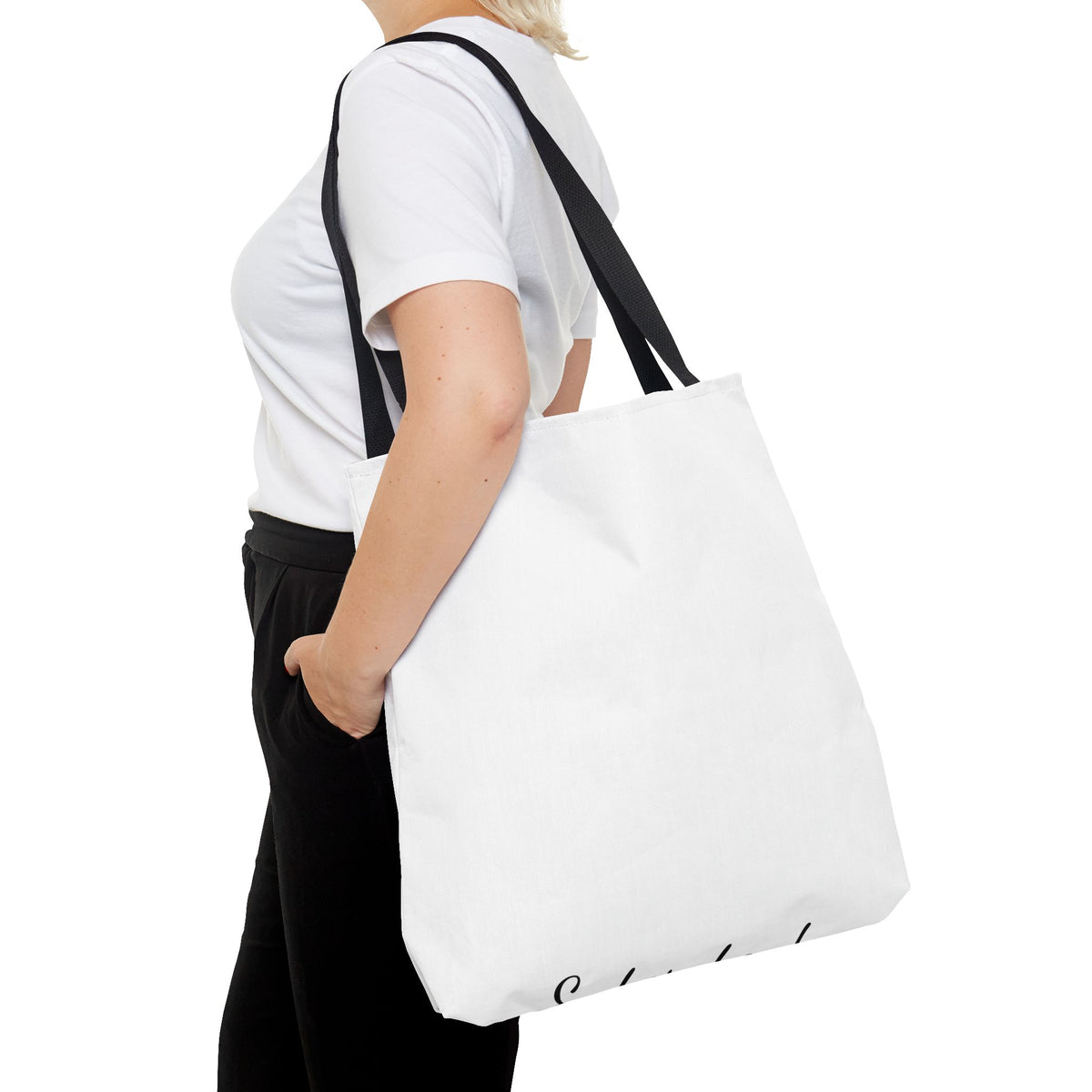 Customizable Text Tote Bag — Personalized All-Over Print Cotton Tote