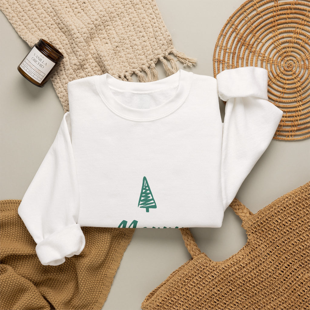 Christmas Crewneck Sweatshirt — "Merry Christmas" Minimal Tree Holiday Sweatshirt