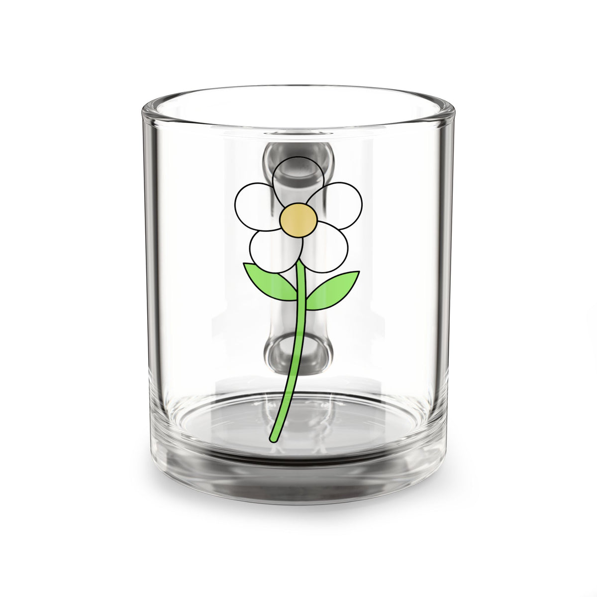 10oz Glass Mug — Cute Daisy Floral Coffee Cup