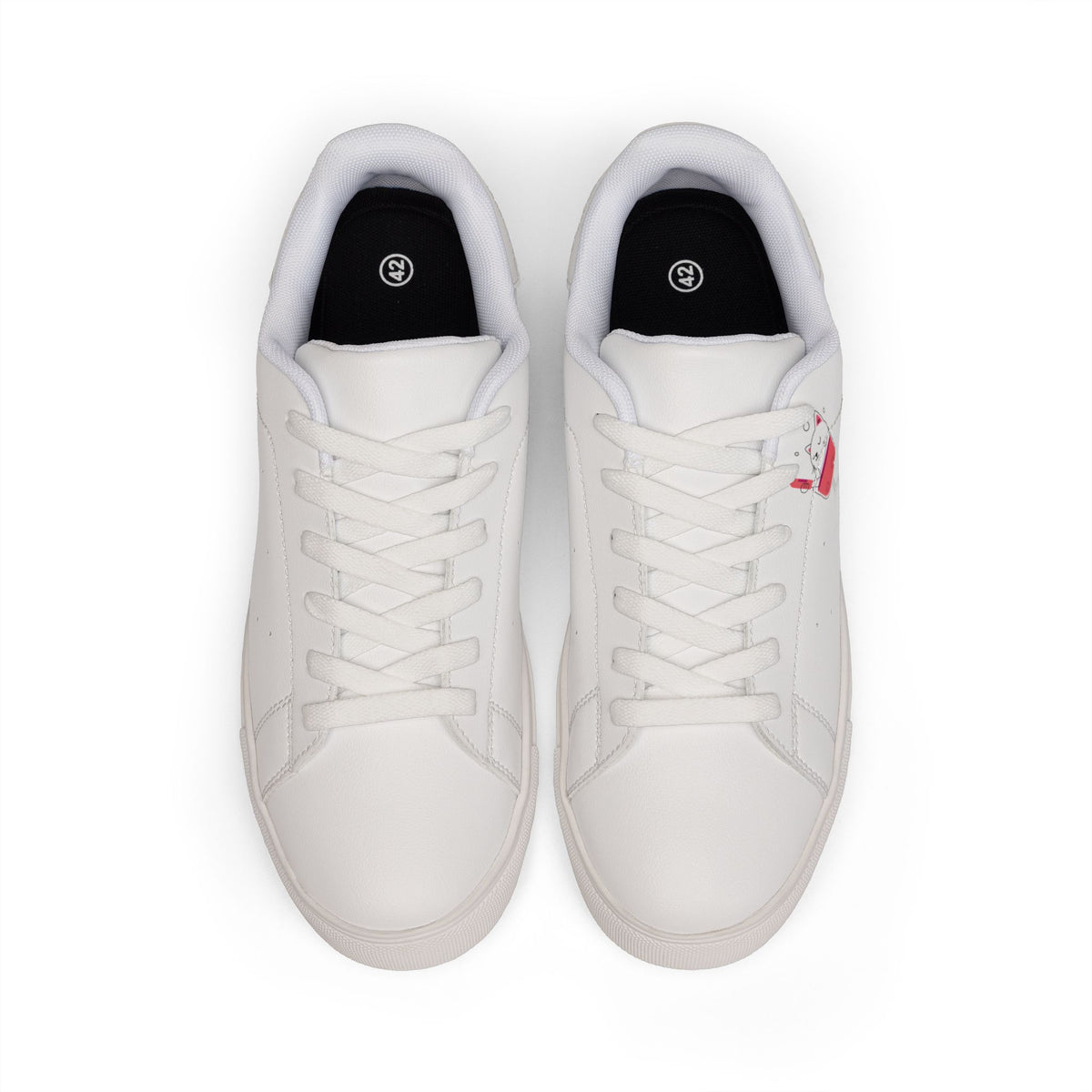 Leather Sneakers — Red Wine Glass Low-Top Casual Shoes