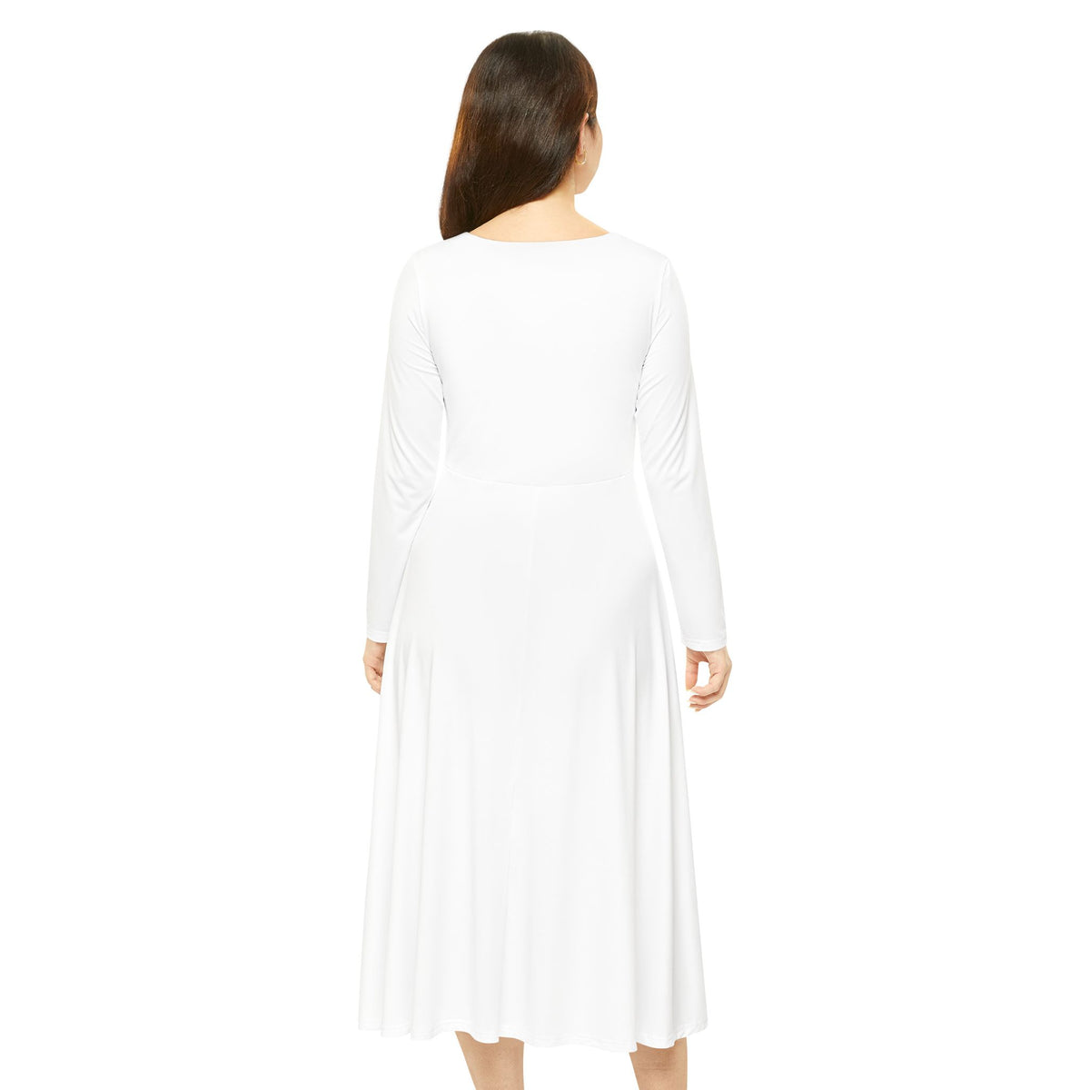 Floral Dance Dress — Long Sleeve A-Line Dress with Red Blossom