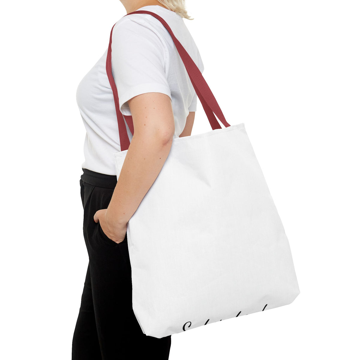 Customizable Text Tote Bag — Personalized All-Over Print Cotton Tote