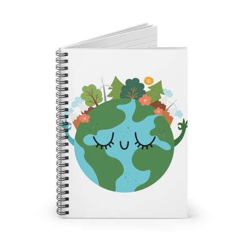 Earth Day Spiral Notebook — Cute Smiling Planet Design, Eco-Friendly Nature Journal, Ideal Gift for Kids & Environmentalists