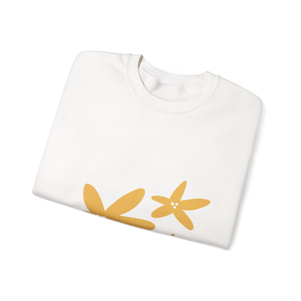 Floral Stars Crewneck Sweatshirt — Minimal Yellow Flower Design