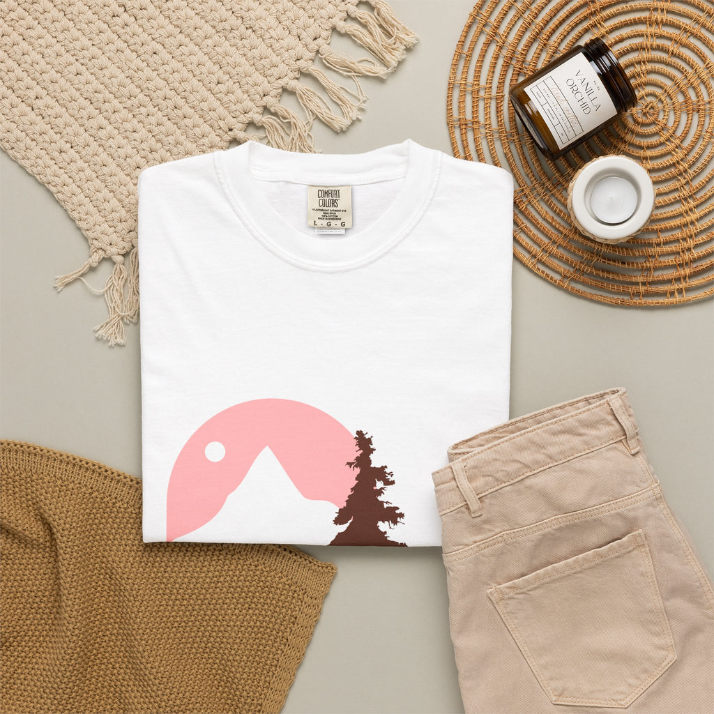 Mountain Sunset T-Shirt — Minimal Retro Nature Graphic
