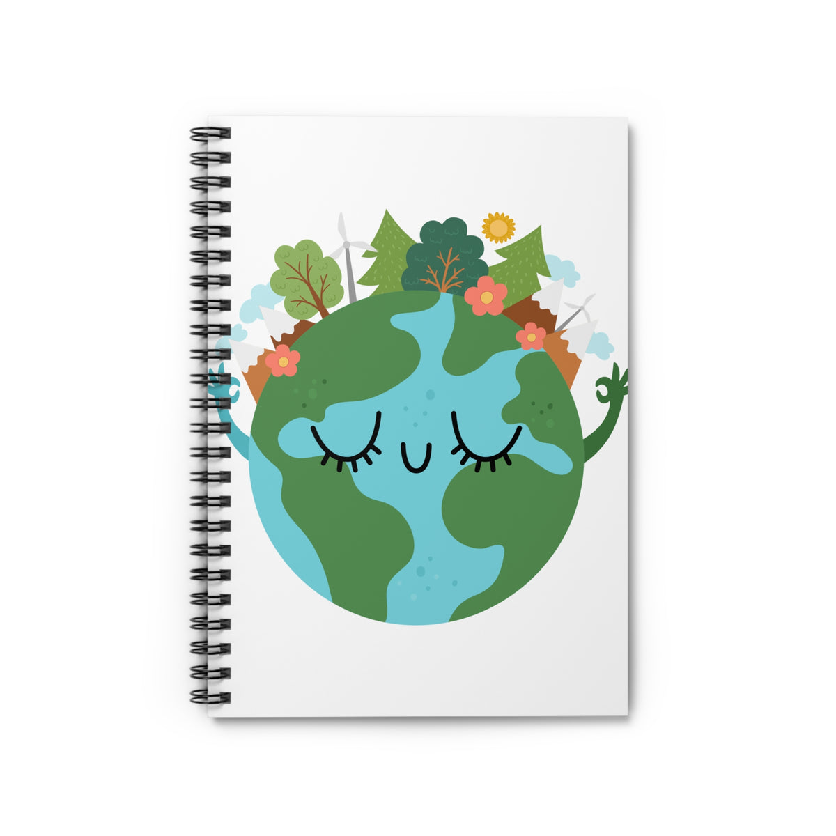 Earth Day Spiral Notebook — Cute Smiling Planet Design, Eco-Friendly Nature Journal, Ideal Gift for Kids & Environmentalists