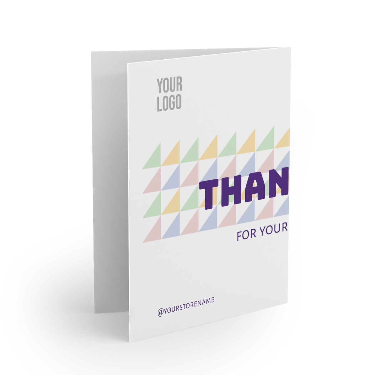 Thank You Purchase Greeting Cards — Pack of 8/16/24, Geometric Pastel Triangles