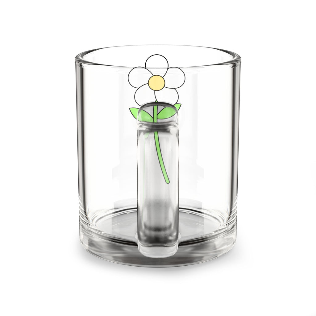 10oz Glass Mug — Cute Daisy Floral Coffee Cup