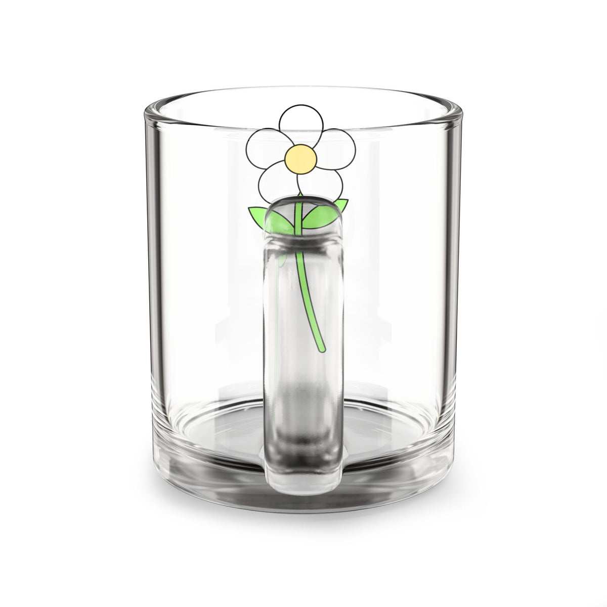 10oz Glass Mug — Cute Daisy Floral Coffee Cup