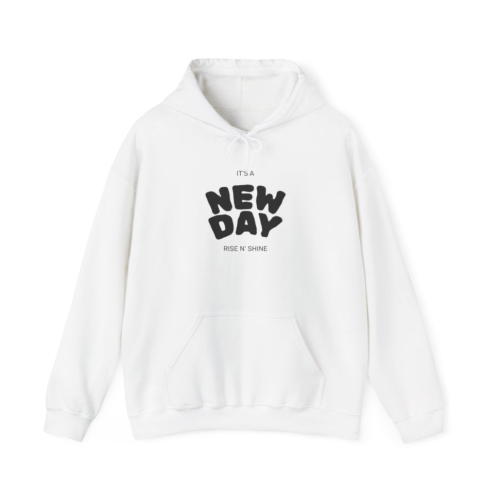 New Day Hoodie — "It’s a New Day" Inspirational White Hooded Sweatshirt (Kopi 2)
