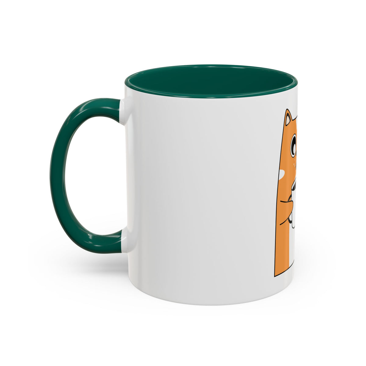 Orange Cat Coffee Mug (11oz/15oz) — Cute Cartoon Cat Holding Coffee, Funny Cat Lover Gift