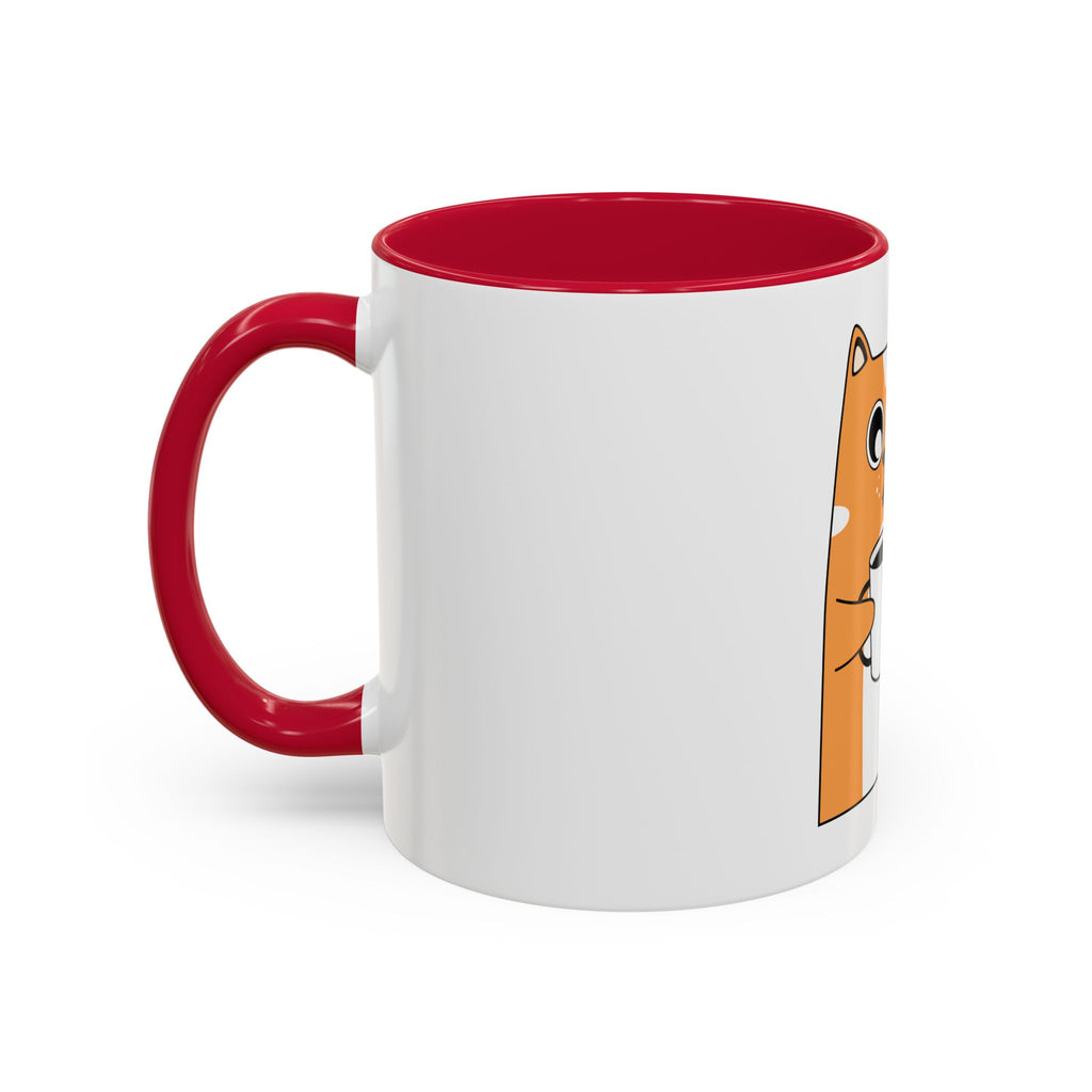Orange Cat Coffee Mug (11oz/15oz) — Cute Cartoon Cat Holding Coffee, Funny Cat Lover Gift