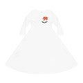 Floral Dance Dress — Long Sleeve A-Line Dress with Red Blossom