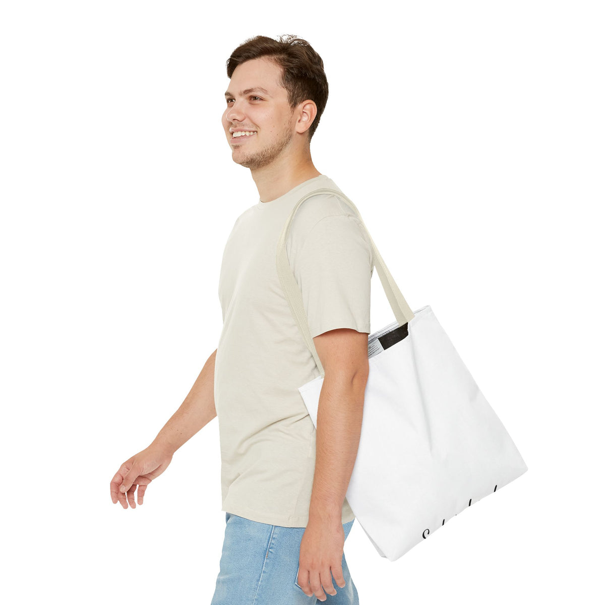Customizable Text Tote Bag — Personalized All-Over Print Cotton Tote