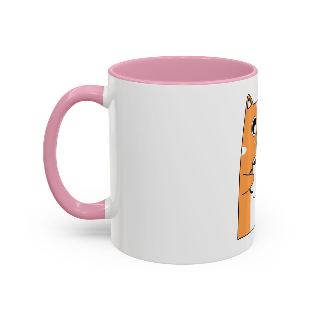 Orange Cat Coffee Mug (11oz/15oz) — Cute Cartoon Cat Holding Coffee, Funny Cat Lover Gift