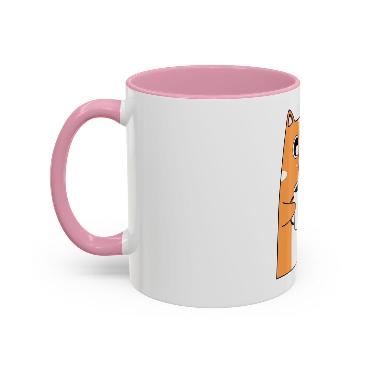 Orange Cat Coffee Mug (11oz/15oz) — Cute Cartoon Cat Holding Coffee, Funny Cat Lover Gift